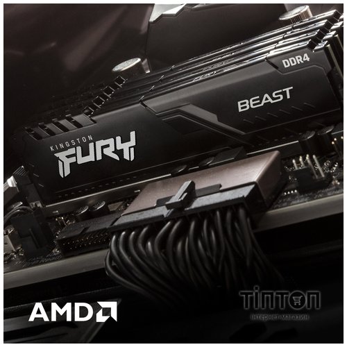Модуль пам'яті для комп'ютера DDR4 32GB (2x16GB) 3200 MHz Fury Beast Black Kingston Fury (ex.HyperX) (KF432C16BBK2/32)