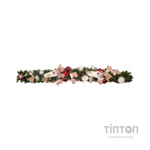 Декоративна гілка YES! Fun Гілка ялинкова 1.5м з прикрасами Дід Мороз на санчатах (960389)