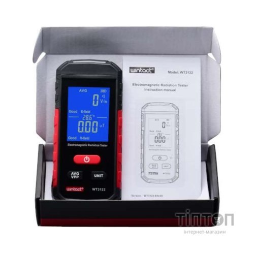 Детектор будівельний Wintact тестер електромагнітного випромінювання 1-1999В/м, 0,01-99,99μT/0,1-999,9mG (WT3122)