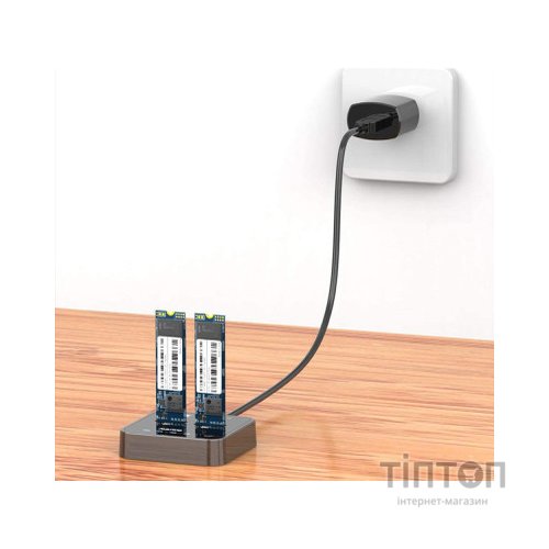 Док-станція для накопичувачів Maiwo 2*NVMe M.2 SSD Key M/B+M USB 3.1 Gen2 Type-C (K3016P)