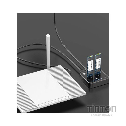 Док-станція для накопичувачів Maiwo 2*NVMe M.2 SSD Key M/B+M USB 3.1 Gen2 Type-C (K3016P)