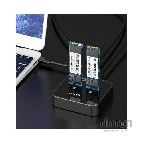 Док-станція для накопичувачів Maiwo 2*NVMe M.2 SSD Key M/B+M USB 3.1 Gen2 Type-C (K3016P)