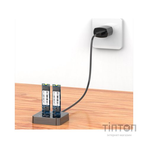Док-станція для накопичувачів Maiwo 2*SATA M.2 SSD Key B/B+M USB 3.1 Gen1 Type-C (K3016SG1)