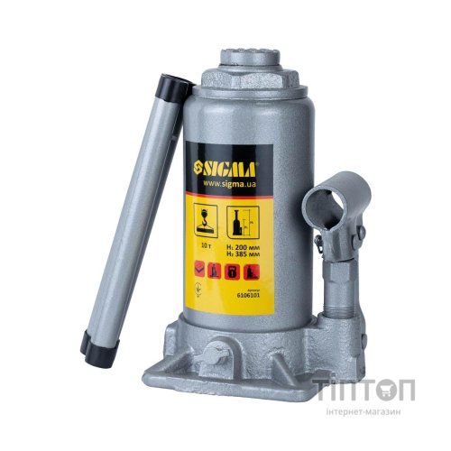 Домкрат Sigma гідравлічний пляшковий 10т H 200-385мм (6106101)