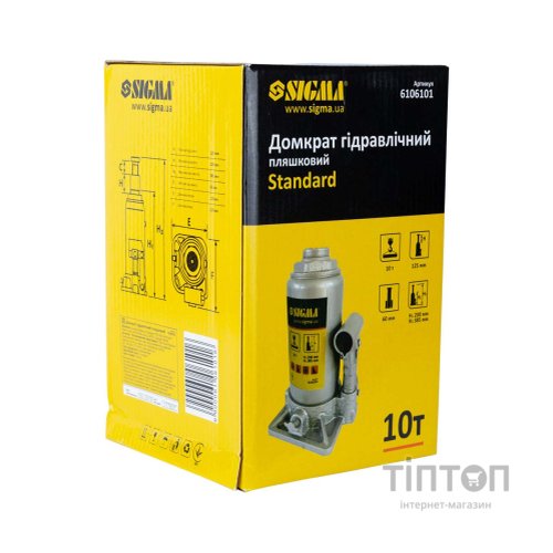 Домкрат Sigma гідравлічний пляшковий 10т H 200-385мм (6106101)