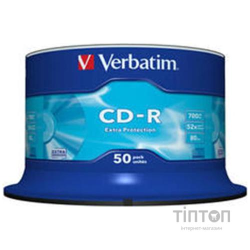 Диск CD-R Verbatim 700Mb 52x Cake box Extra (50шт в упаковці)