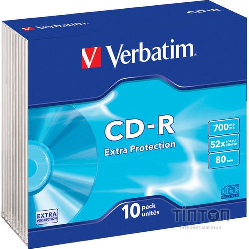 Диск CD-R Verbatim 700Mb 52x Slim case (10шт в упаковці)
