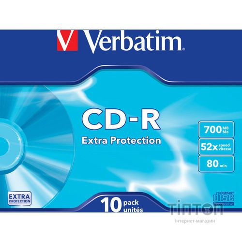 Диск CD-R Verbatim 700Mb 52x Slim case (10шт в упаковці)