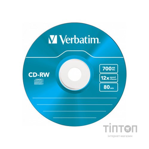 Диск CD-RW Verbatim 700Mb 12X SlimBox (5шт в упаковці)