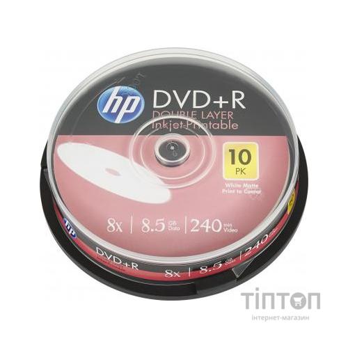 Диск DVD HP DVD+R 8.5GB 8X DL IJ PRINT 10шт Spindle (69306/DRE00060WIP-3)