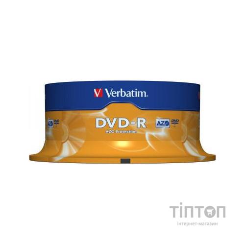 Диск DVD-R Verbatim 4.7Gb 16X Cake box (25шт в упаковці)