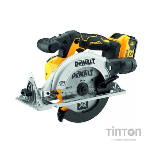 Дискова пила DeWALT 18В XR Li-lon, 2x5Ah, диск 165х20 мм, 2.8 кг, TSTAK (без АКБ та ЗП) (DCS565P2)