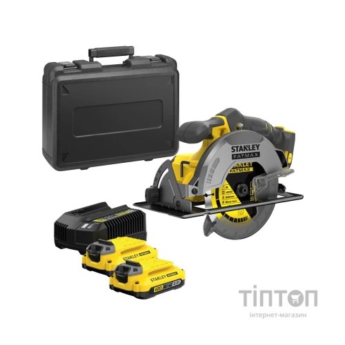 Дискова пила Stanley FatMax,18В(V20)Li-Ion,2x4Ah, 5000 об/хв, кейс, 10,71 кг (SFMCS550M2K)