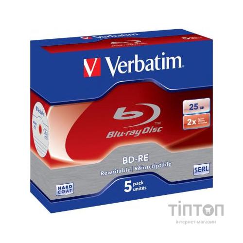 Диски Blue-Ray VERBATIM BD-RE SL 25 Gb 2x (Jewel 5)