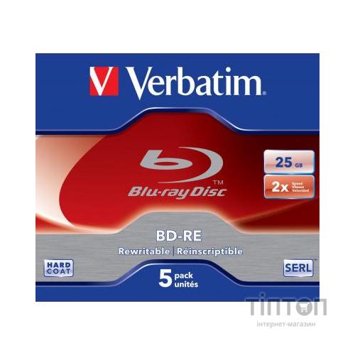 Диски Blue-Ray VERBATIM BD-RE SL 25 Gb 2x (Jewel 5)