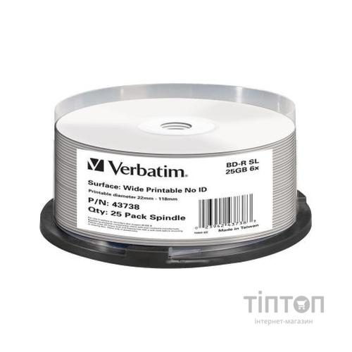 Диски Blue-Ray Verbatium SL 25 Gb 6x Wide Printable (25шт в упаковці)