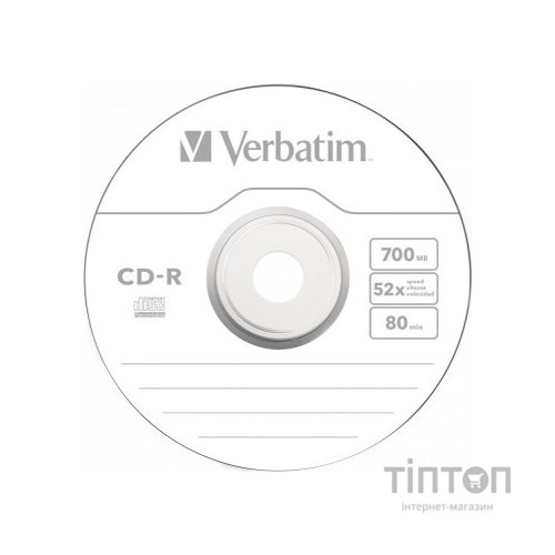 Диски CD-R Verbatium Shrink EP 700Mb/80min 52x Bulk(10шт в упаковці))