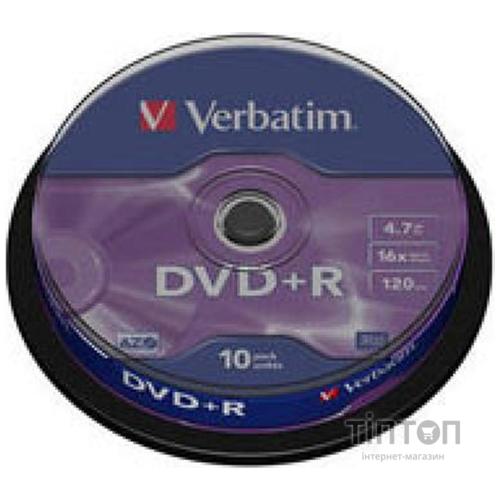 Диски DVD+R Verbatim 16x 4,7GB/120min Cake(10 шт в упаковці)