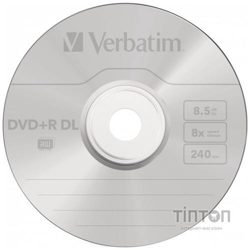Диски DVD+R Verbatim 8x 8,5GB/240min Cake (10шт в упаковці)