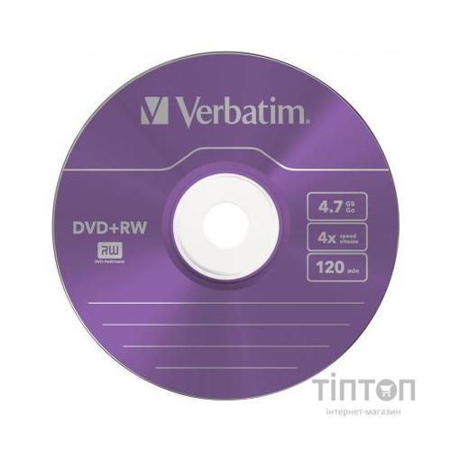 Диски DVD+RW Verbatim color 4x 4,7Gb/120min slim