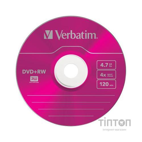Диски DVD+RW Verbatim color 4x 4,7Gb/120min slim