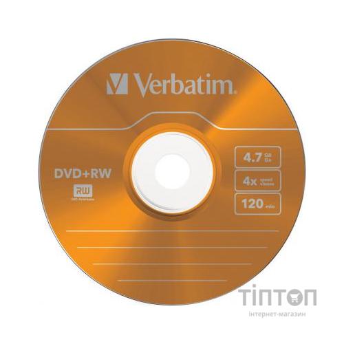 Диски DVD+RW Verbatim color 4x 4,7Gb/120min slim