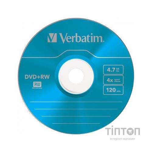 Диски DVD+RW Verbatim color 4x 4,7Gb/120min slim