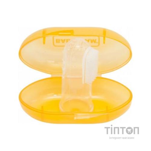 Дитяча зубна щітка Baby Team силіконова щітка-масажер з контейнером (7200_оранжевый)