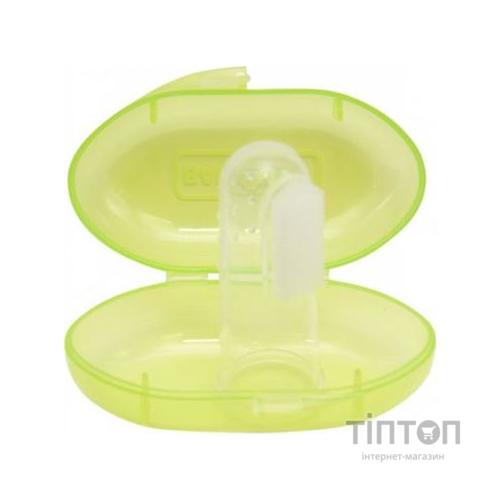 Дитяча зубна щітка Baby Team силіконова щітка-масажер з контейнером (7200_салатовый)