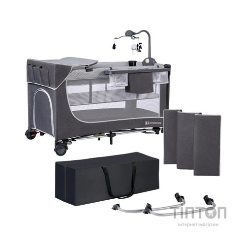 Дитячий манеж Kinderkraft кровать Leody с пеленатором Grey (5902533917952)