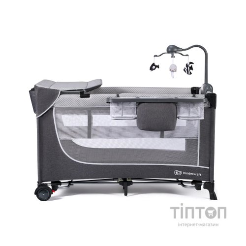 Дитячий манеж Kinderkraft кровать Leody с пеленатором Grey (5902533917952)