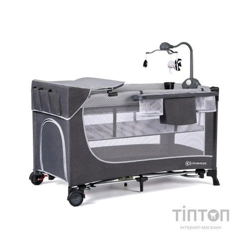 Дитячий манеж Kinderkraft кровать Leody с пеленатором Grey (5902533917952)