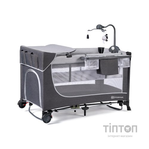 Дитячий манеж Kinderkraft кровать Leody с пеленатором Grey (5902533917952)