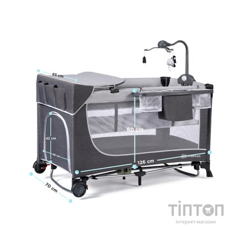 Дитячий манеж Kinderkraft кровать Leody с пеленатором Grey (5902533917952)
