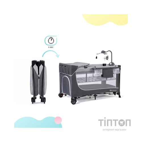 Дитячий манеж Kinderkraft кровать Leody с пеленатором Grey (5902533917952)