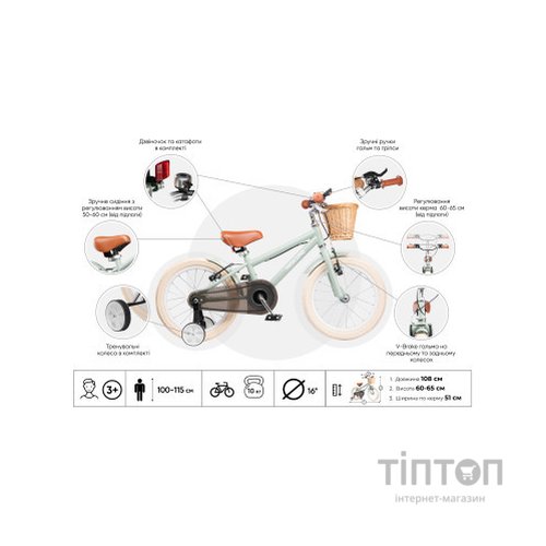 Дитячий велосипед Miqilong RM Оливковий 16` (ATW-RM16-OLIVE)
