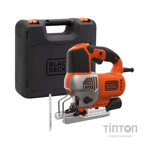 Електролобзик Black&Decker 50 Вт, 1000 - 3100 хід/хв, 2.2 кг, кейс (BES610K)