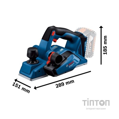 Електрорубанок Bosch GHO 185-LI, 18В, 82мм, стругання до 2.6мм, паз до 9мм (без АКБ та ЗП) (0.601.5B5.021)