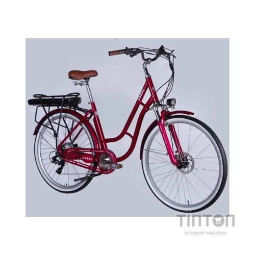 Електровелосипед Dorozhnik 28" eCORAL DD FR рама-19" 48B 13А*г 500Вт 2026 рубіновий (ELB-D-28-117)
