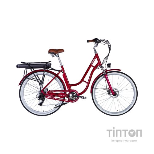 Електровелосипед Dorozhnik 28" eCORAL DD FR рама-19" 48B 17.5А*г 500Вт 2026 рубіновий (ELB-D-28-121)