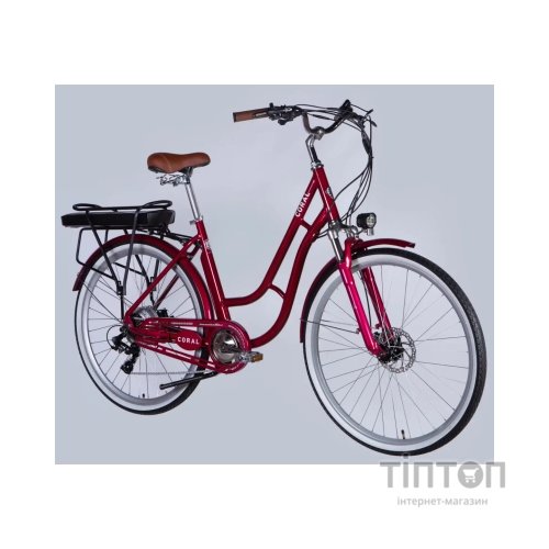 Електровелосипед Dorozhnik 28" eCORAL DD FR рама-19" 48B 17.5А*г 500Вт 2026 рубіновий (ELB-D-28-121)