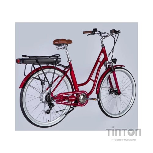 Електровелосипед Dorozhnik 28" eCORAL DD FR рама-19" 48B 17.5А*г 500Вт 2026 рубіновий (ELB-D-28-121)