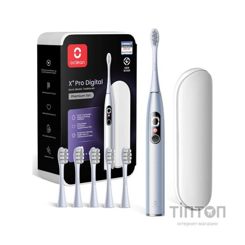 Електрична зубна щітка Oclean X Plus Pro Digital Silver (6970810556179)