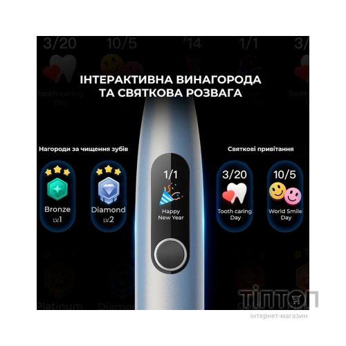 Електрична зубна щітка Oclean X Plus Pro Digital Silver (6970810556179)