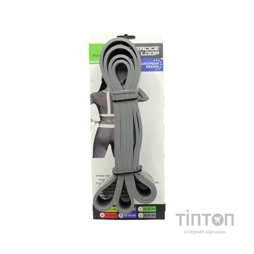 Еспандер PowerPlay -петля для фітнесу і кроссфіту Сіра (PP_4115_Grey_(23-54 kg))