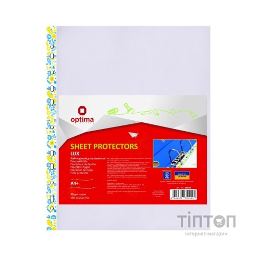 Файл Optima А4+ 40 мкм, глянсових з жовто-блакитним орнаментом, 100 штук (O35104)