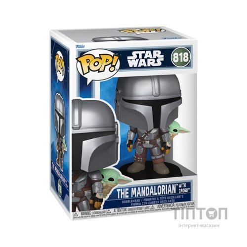 Фігурка Funko Pop серії Мандалорець - Мандалорець з Ґроґу на спині (90443)