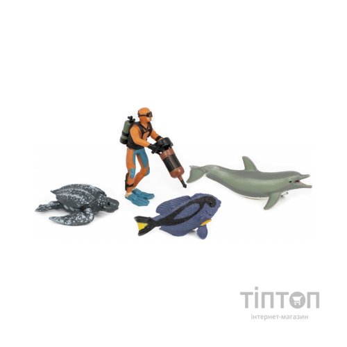 Фігурка Kids Team Морські мешканці: блакитний хіруг, морська черепаха, дельфін, аквалангіст (Q9899-P25_1)