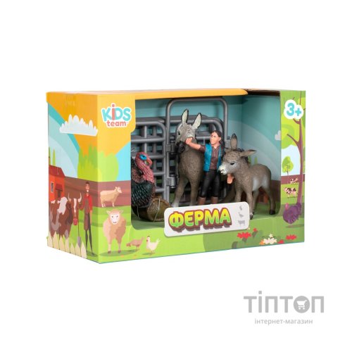 Фігурка Kids Team набір Ферма фермер, страус, віслюк, ослик, ослятко (Q9899-X20_3)