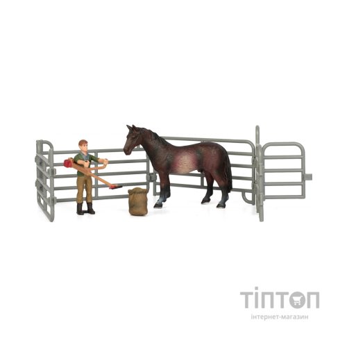 Фігурка Kids Team набір Ферма фермер, темно-гнеда кінь (Q9899-X3_2)